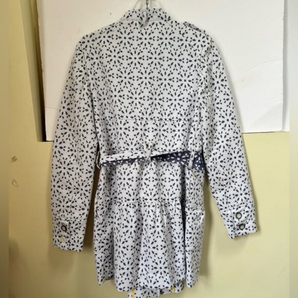 Anthropologie Elevenses NEW Eyelet Lace Trench Coat Jacket Cotton Lightweight 8 - Picture 4 of 16